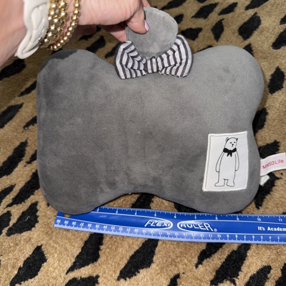 Miniso Life Bowknot Bear Bone Pillow Blue Neck Pillow Handle‎ 4142